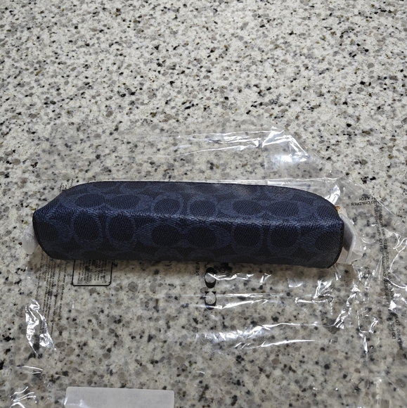 Coach Pencil Case In Signature Canvas (Blue/Red) - Picture 5 of 8